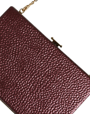 Dolce & Gabbana Maroon Leder Clutch Abend Crossbody Tasche