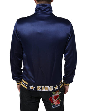Dolce & Gabbana Blauer Wappen-Patch-Streifen King Bee Pullover