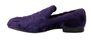 Dolce & Gabbana Lila Schafspelz Leder Loafers