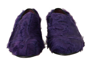 Dolce & Gabbana Lila Schafspelz Leder Loafers