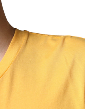 Dolce & Gabbana Gelbes Secret Graden Floral Baumwoll-T-Shirt mit Rundhalsausschnitt
