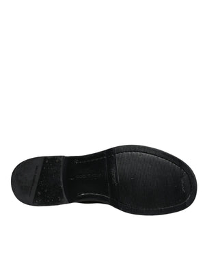 Dolce & Gabbana Schwarzes Pferd Leder Mid Calf Stiefel Schuhe