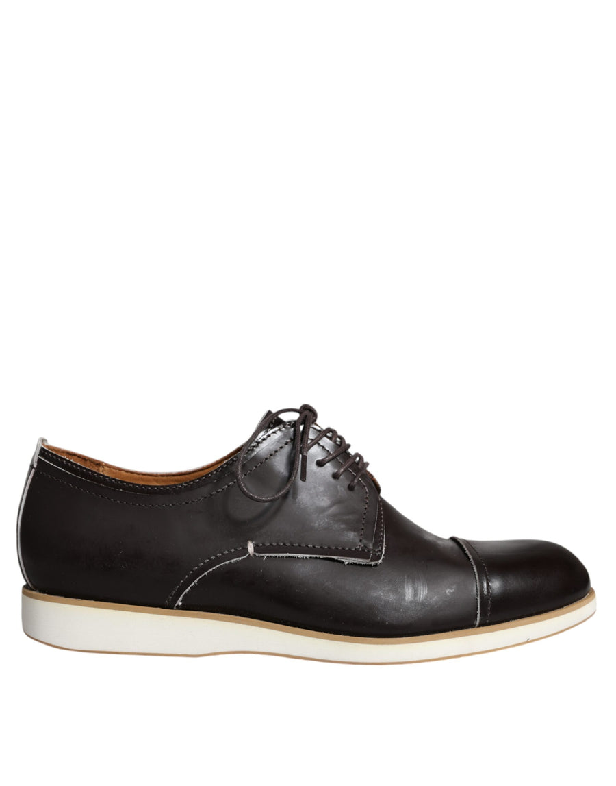 Pollini Schwarze und weiße Leder-Schnürschuhe für Herren – Elegant und Formell