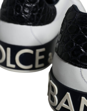 Dolce & Gabbana Schwarze Leder Portofino Sneaker mit Logo