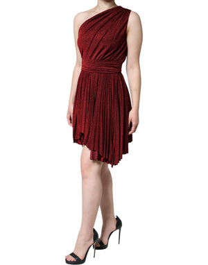 Dolce & Gabbana Rotes Minikleid mit einer Schulter und Plissee in A-Linie