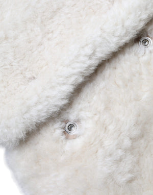 Burberry Weißer WARRENFORD Shearling Lederweste Mantel Jacke