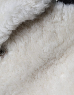 Burberry Weißer WARRENFORD Shearling Lederweste Mantel Jacke