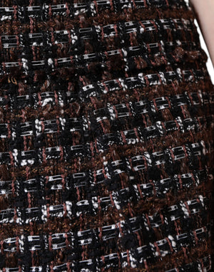 Dolce & Gabbana Multicolor Tartan Tweed A-Linien-Minirock mit hoher Taille