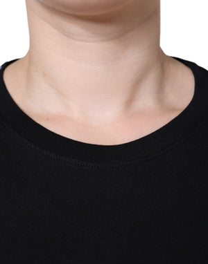 Dolce & Gabbana Schwarzes Baumwoll-T-Shirt mit Rundhalsausschnitt und kurzen Ärmeln