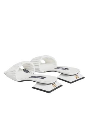 Dolce & Gabbana Weiße Leder-Slipper-Sandalen
