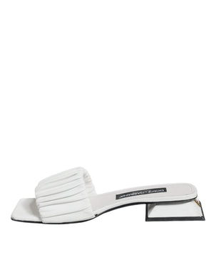 Dolce & Gabbana Weiße Leder-Slipper-Sandalen