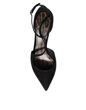 Dolce & Gabbana Schwarze Pumps aus Wildleder mit Knöchelriemen