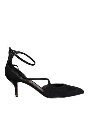 Dolce & Gabbana Schwarze Pumps aus Wildleder mit Knöchelriemen