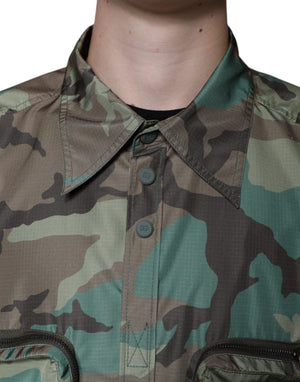 Dolce & Gabbana Multicolor Camouflage Button Down Hemd