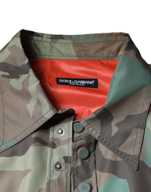 Dolce & Gabbana Multicolor Camouflage Button Down Hemd
