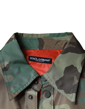Dolce & Gabbana Multicolor Camouflage Button Down Hemd