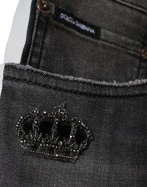 Dolce & Gabbana Schwarze zerfledderte Baumwoll-Skinny Denim-Jeans für Männer