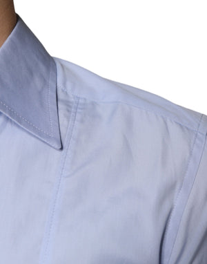 Dolce & Gabbana Hellblaues Baumwoll-Herrenhemd für formelle Anlässe