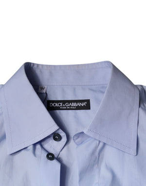 Dolce & Gabbana Hellblaues Baumwoll-Herrenhemd für formelle Anlässe