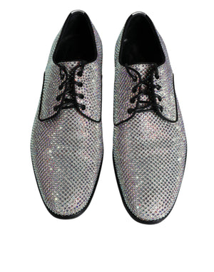 Dolce & Gabbana Silberne Leder-Derby-Schuhe mit Strass