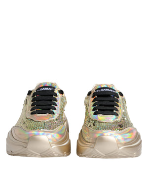 Dolce & Gabbana Gold Pailletten Iridiscent Daymaster Turnschuhe Schuhe
