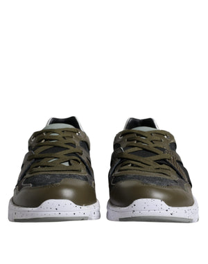 Dolce & Gabbana Mehrfarbige Canvas-Leder Low-Top Sneaker