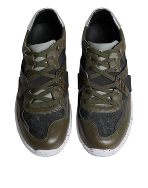 Dolce & Gabbana Mehrfarbige Canvas-Leder Low-Top Sneaker
