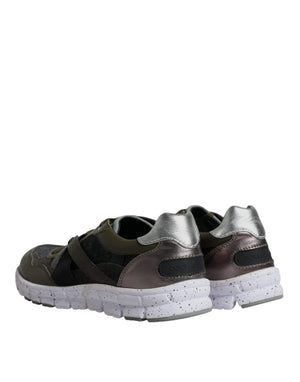 Dolce & Gabbana Mehrfarbige Canvas-Leder Low-Top Sneaker