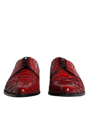 Dolce & Gabbana Rote strukturierte lackierte Derby Männer Formale Schuhe