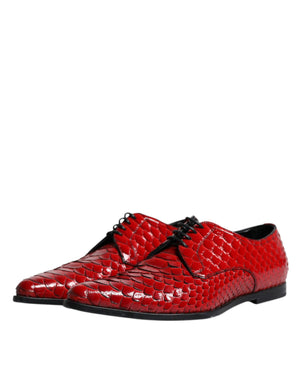 Dolce & Gabbana Rote strukturierte lackierte Derby Männer Formale Schuhe