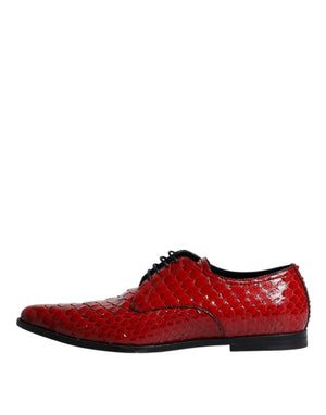 Dolce & Gabbana Rote strukturierte lackierte Derby Männer Formale Schuhe