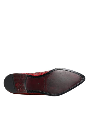 Dolce & Gabbana Rote strukturierte lackierte Derby Männer Formale Schuhe