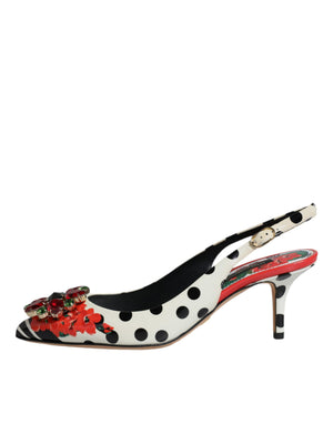 Dolce & Gabbana Multicolor Leder Kristall Absätze Slingback Schuhe