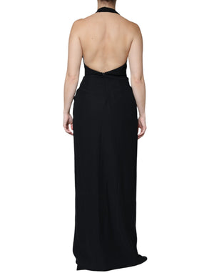 Emporio Armani Schwarzes ärmelloses Neckholder-Etui-Abendkleid