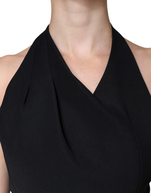 Emporio Armani Schwarzes ärmelloses Neckholder-Etui-Abendkleid