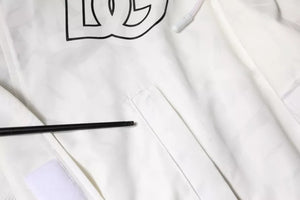 Dolce & Gabbana Weißer Kapuzenparka aus Polyester im Trenchcoat-Stil