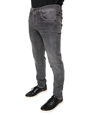 Dolce & Gabbana Dunkelgraue Baumwoll-Stretch-Skinny-Denim-Jeans