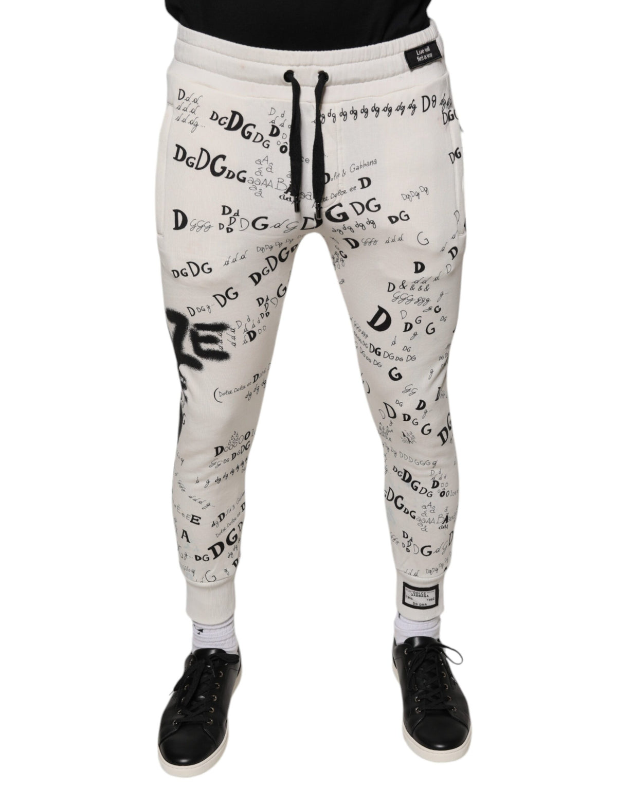 Dolce & Gabbana Weiße Baumwoll-Jogginghose mit Print