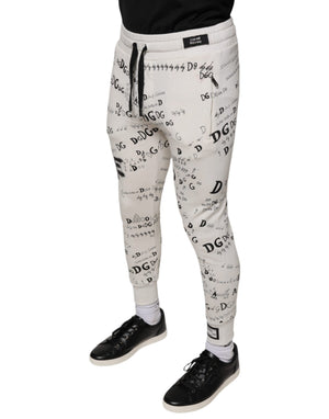 Dolce & Gabbana Weiße Baumwoll-Jogginghose mit Print