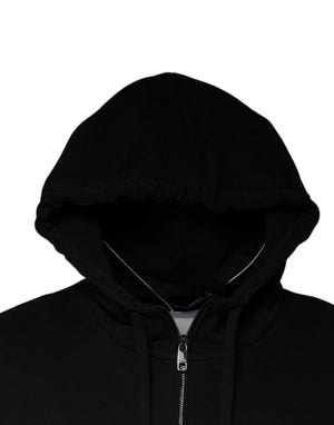 Dolce & Gabbana Schwarzer Kapuzenpullover mit durchgehendem Reißverschluss und Logo-Plakette