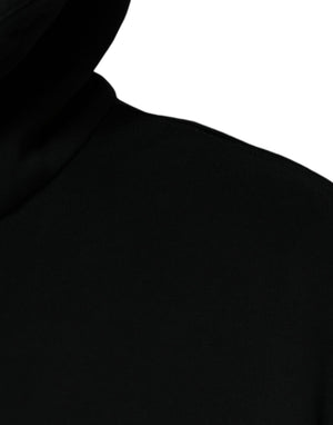 Dolce & Gabbana Schwarzer Kapuzenpullover mit durchgehendem Reißverschluss und Logo-Plakette
