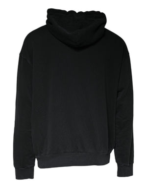 Dolce & Gabbana Schwarzer Kapuzenpullover mit durchgehendem Reißverschluss und Logo-Plakette