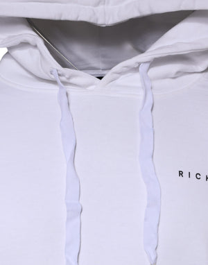 John Richmond Weißes Logo-Sweatshirt aus Baumwolle mit Kapuze Pullover