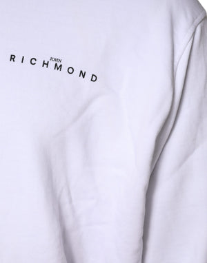 John Richmond Weißes Logo-Sweatshirt aus Baumwolle mit Kapuze Pullover