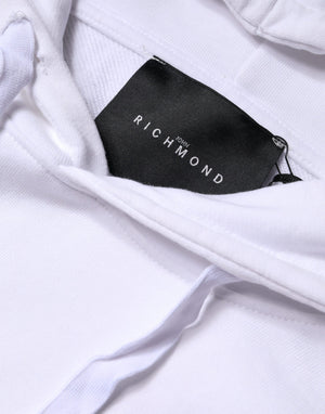 John Richmond Weißes Logo-Sweatshirt aus Baumwolle mit Kapuze Pullover