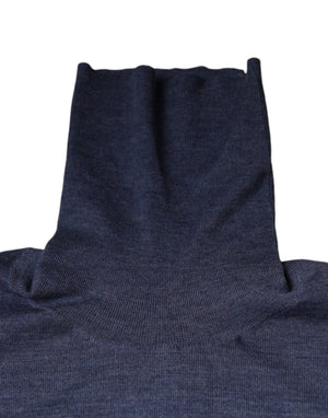 Dolce & Gabbana Lila-blauer Pullover mit Rollkragen und langen Ärmeln