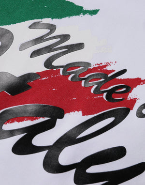 Dolce & Gabbana Weißes Baumwoll-T-Shirt mit Grafikdruck und Rundhalsausschnitt