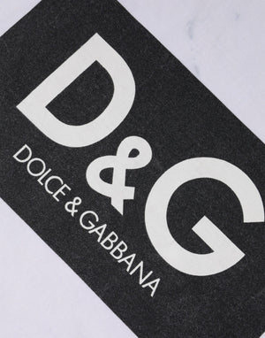 Dolce & Gabbana Weißes T-Shirt mit Rundhalsausschnitt und Logodruck aus Baumwolle