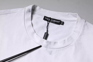 Dolce & Gabbana Weißes T-Shirt mit Rundhalsausschnitt und Logodruck aus Baumwolle