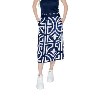 Street One Langer Rock aus blauer Viskose